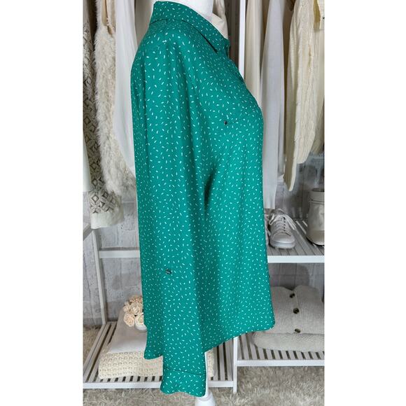 Apt. 9 Women's Size M Teal Button Up Roll Tab Sleeve Lightweight Blouse #0349 - Picture 3 of 14